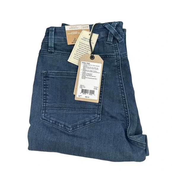 prAna Womens Oday Organic Cotton High Rise Skinny Jeans Sz 8 Regular Indigo NWT - Picture 6 of 10